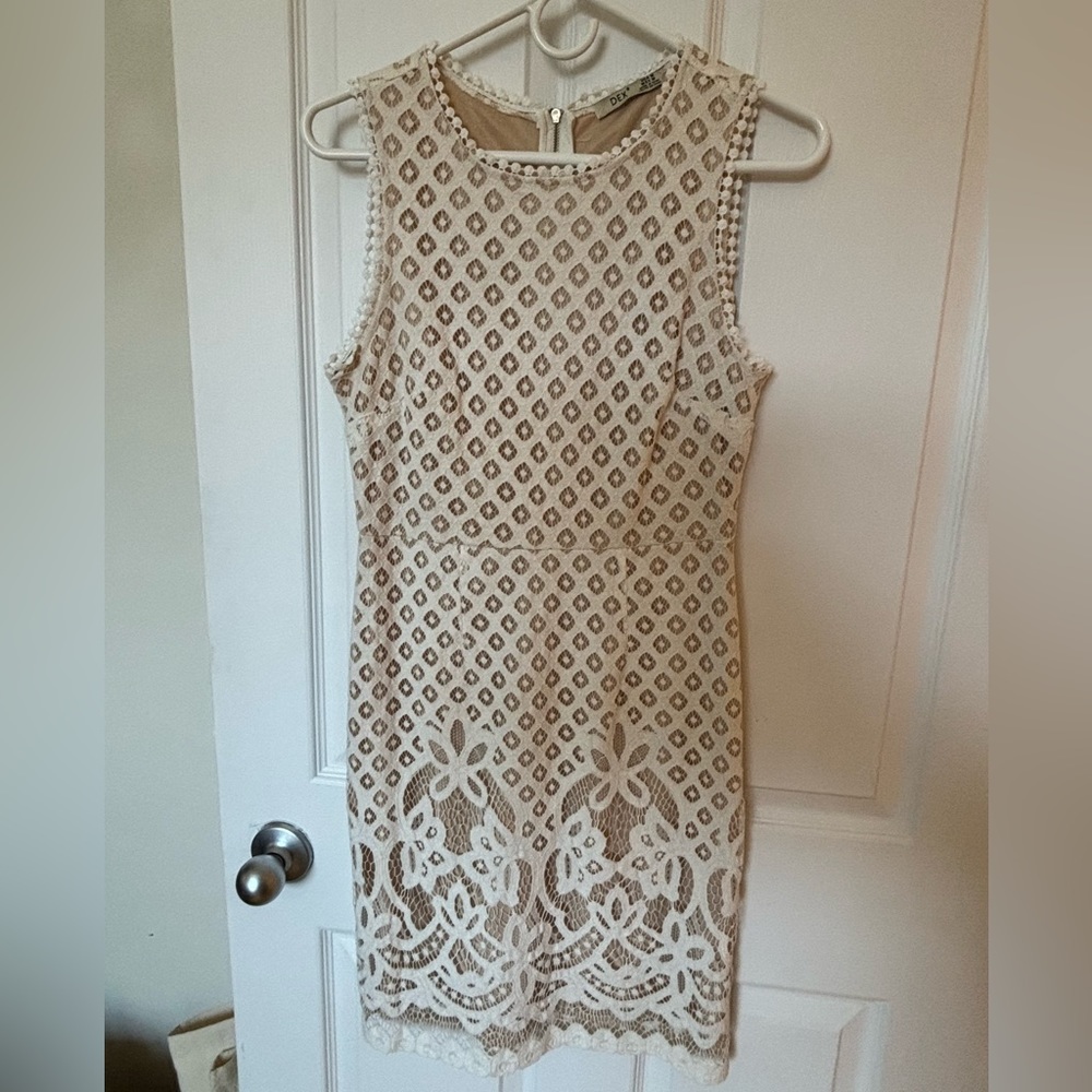 Dex White/Neutral Lace Dress - S/M